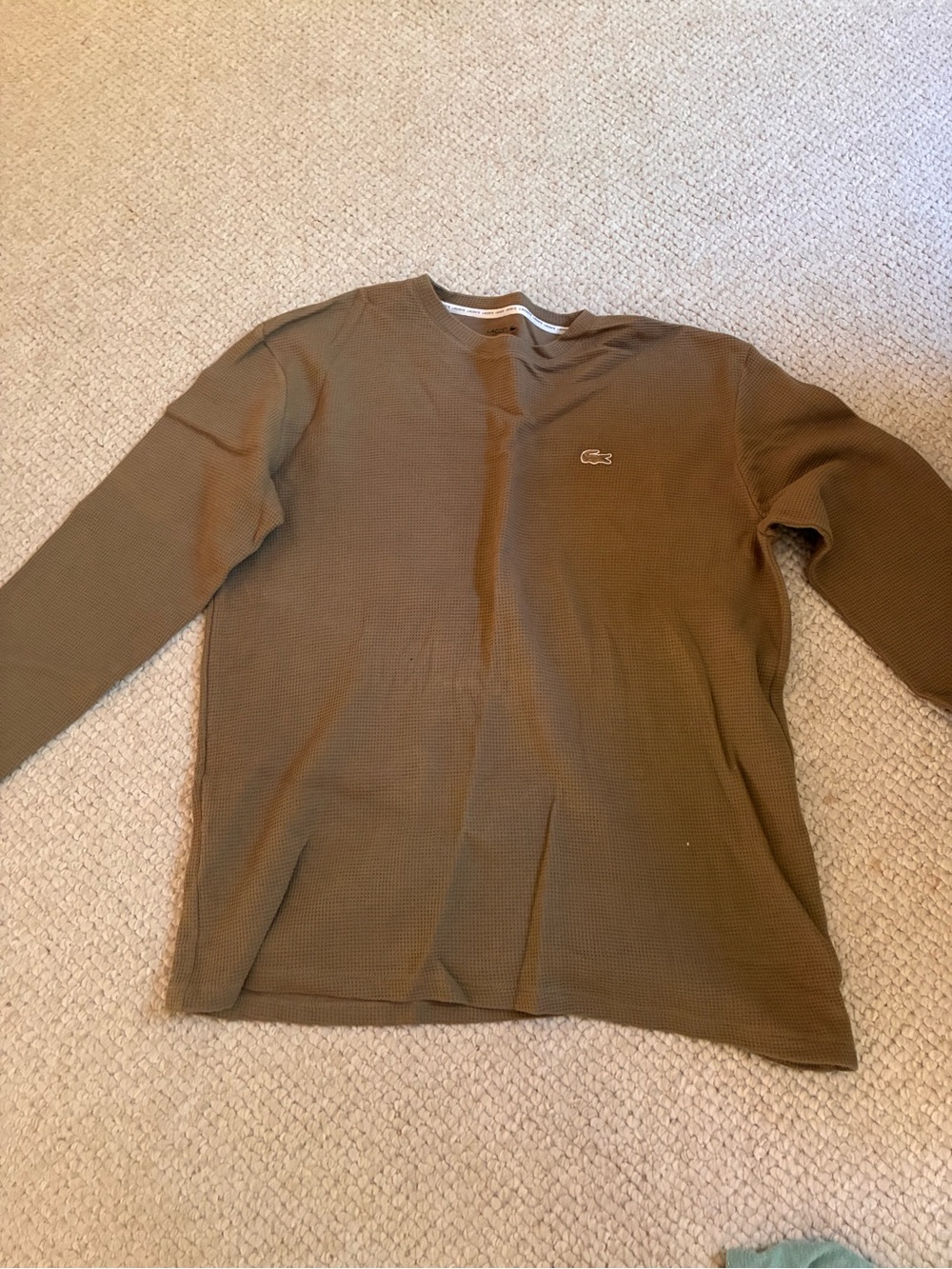 Lacoste brown Waffle-Knit Long Sleeve Sleepwear Top